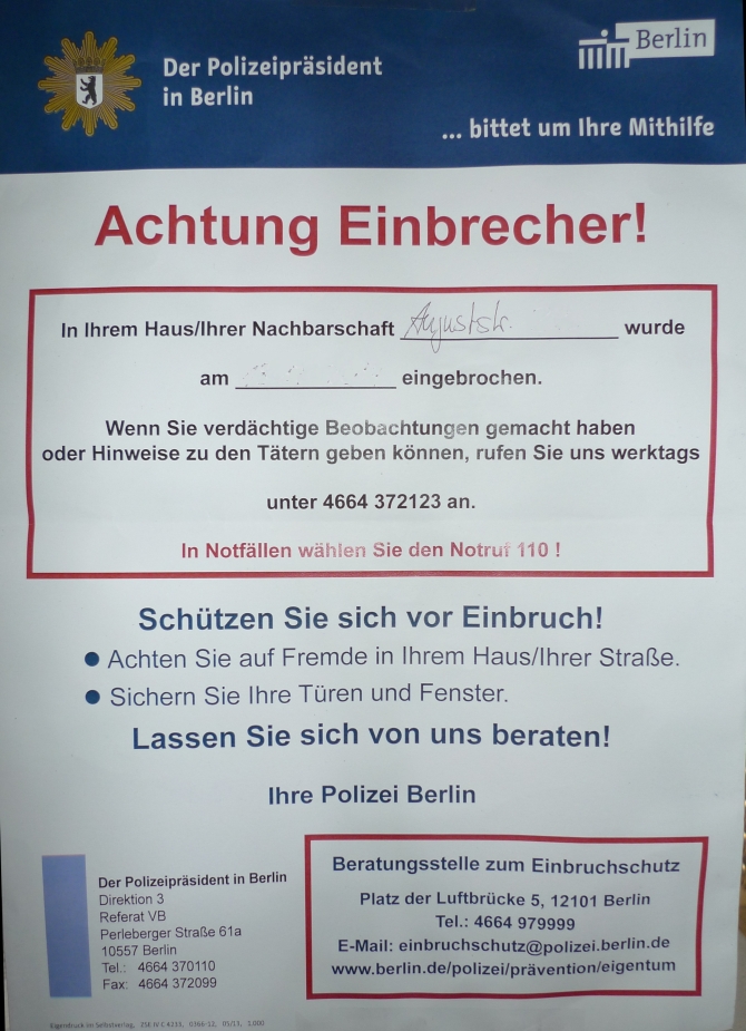 achtung einbrecher